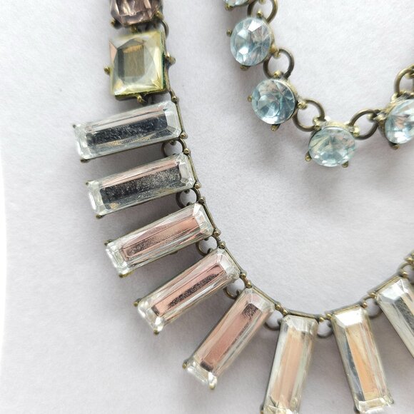 Bauble Bar Multi Stone Statement Necklace With Gold Toned Chain Adjustable Clasp - Picture 2 of 6